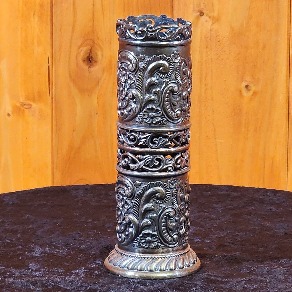Wilcox Silver Plate Bud Vase 3375 Ornate Floral Vintage Meriden Circa 1870 -1880